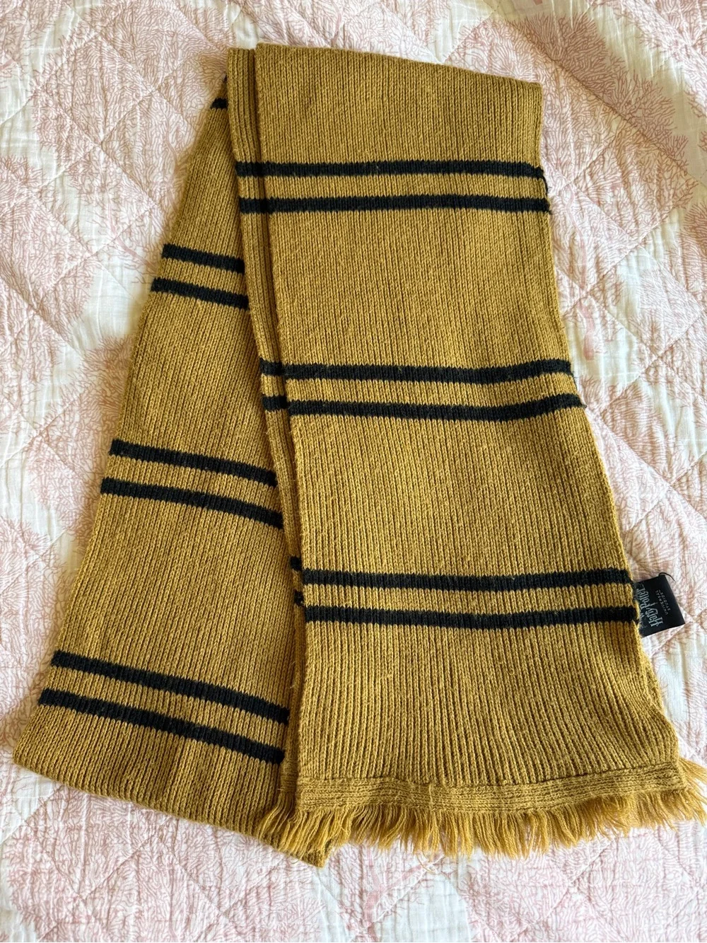 Official Harry Potter Hufflepuff Gold & Black Striped Knit Scarf